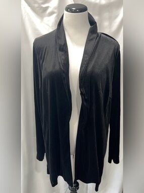 June & Hudson Womens XL Black Velvet Open Front Long Sleeve Cardigan Jacket Top